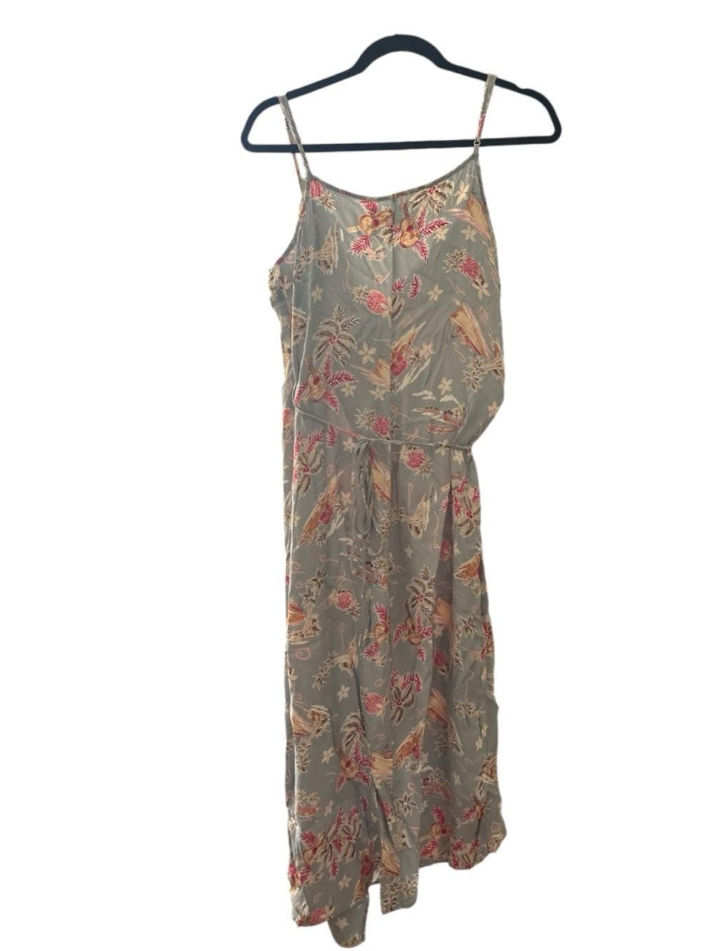 Reformation Blue Tropical Print Wrap Midi Dress Silk Feel Slip Dress Boho Resort - Picture 5 of 11